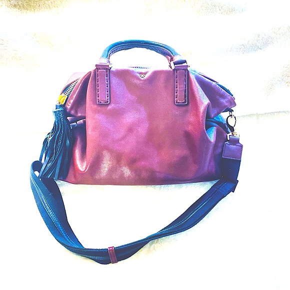 NEW-ANYA HINDMARCH BURGUNDY LEATHER TOTE BAG - Picture 4 of 16